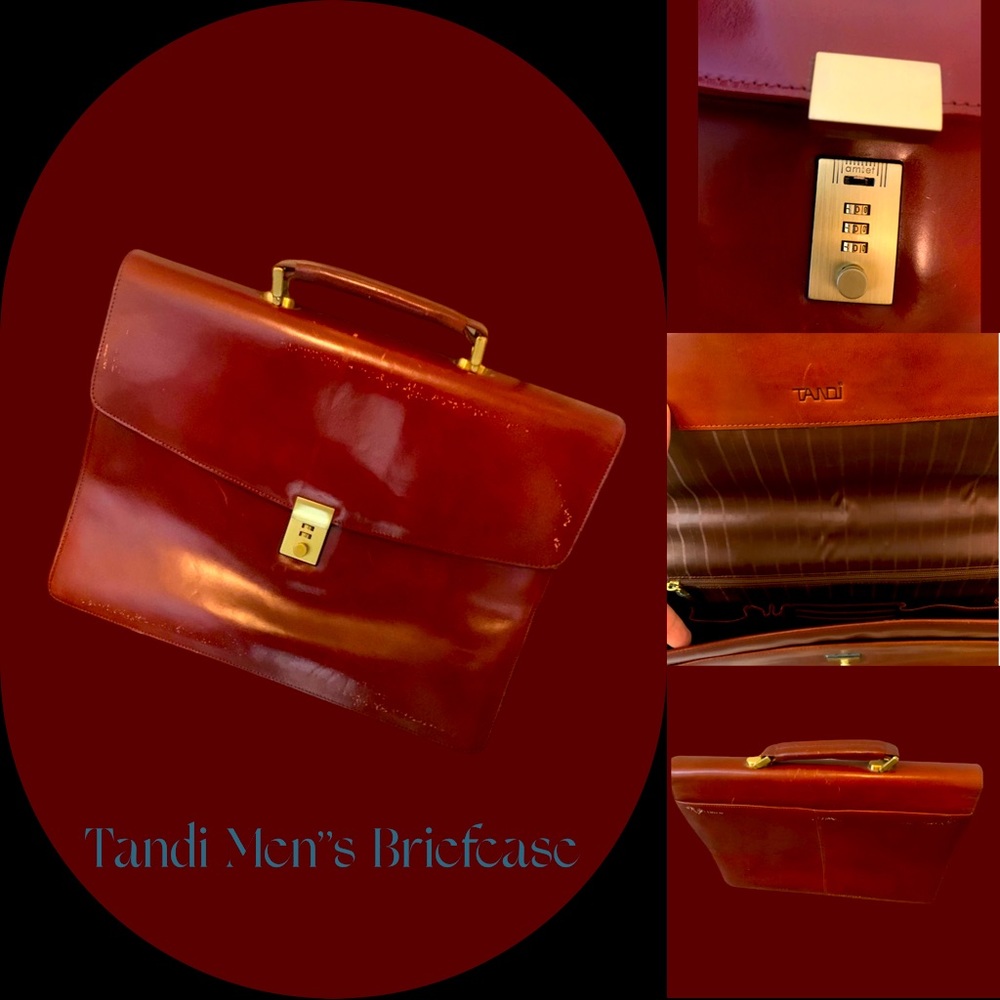 Men”s Tandi Briefcase. Genuine Leather(Red) with Amiet AG lock. Switzerland made